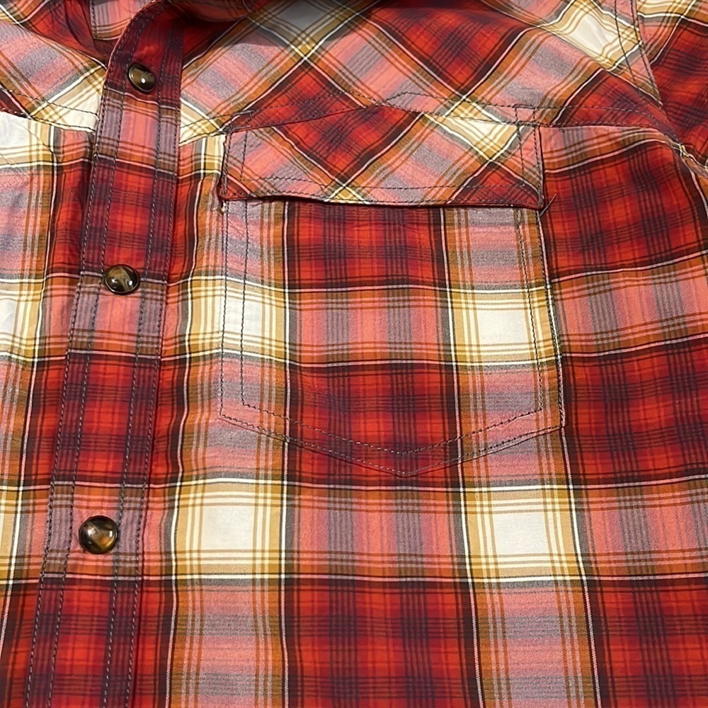 Prana plaid button down slim fit shirt size L - Picture 4 of 9